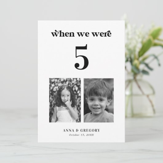 Retro Photos d'Enfance 5x7 Mariage Numéro de table (Debout devant)