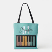 Retro Piano Monogram Naam Gepersonaliseerd Draagtas (Achterkant)