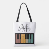Retro Piano Monogram Naam Gepersonaliseerd Draagtas (Achterkant)