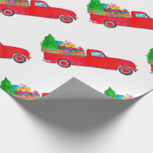 Retro pick-up met kerstcadeaus cadeaupapier