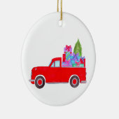 Retro pick-uptruck met kerstcadeaus keramiek keramisch ornament (Rechts)