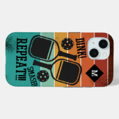 Retro Pickleball Dink Smash Herhaal Monogram Naam Case-Mate iPhone Case (Achterkant (horizontaal))