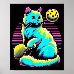Retro pickleball kattenliefhebber - peddelsport ka poster