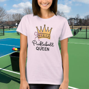 Retro Pickleball Koningin Roze Monogram Dames T-shirt
