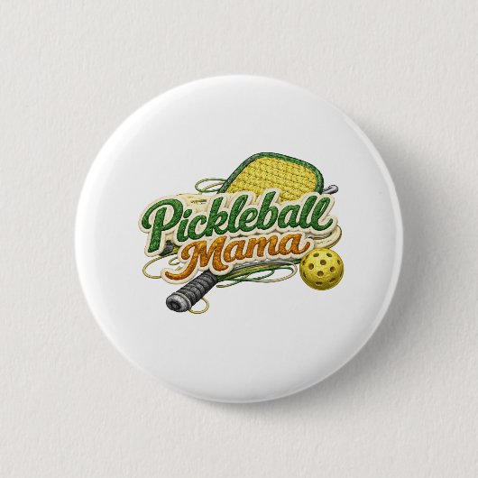 Retro Pickleball Mama Button Pin Mother's Day (Voorkant)