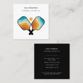 Retro Pickleball Paddle Ball Pickleball Instructeu Vierkante Visitekaartje (Voorkant / Achterkant)