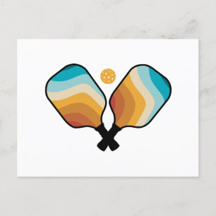 Retro Pickleball Paddles & Ball Feestdagenkaart