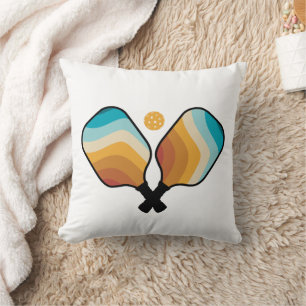 Retro Pickleball Paddles & Ball Kussen