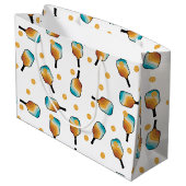 Retro Pickleball Paddles & Ball Patroon Groot Cadeauzakje (Achterkant Gekanteld)