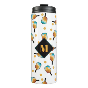 Retro Pickleball Paddles & Ball Patroon Monogram Thermosbeker