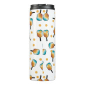 Retro Pickleball Paddles & Ball Patroon Monogram Thermosbeker (Achterkant)