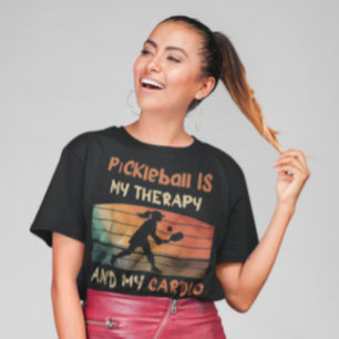 Retro Pickleball Therapie en Cardio Design T-Shirt
