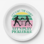 Retro pickleball vibes alleen verjaardag papieren bordje (Voorkant)