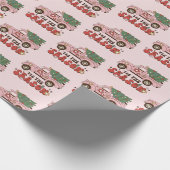 Retro Pickup Truck Pink kerst Cadeaupapier (Hoek)