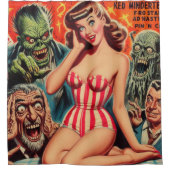 Retro Pin-up en Monsters Douchegordijn (Voorkant)