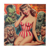 Retro Pin-up en Monsters Tegeltje (Voorkant)