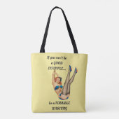 Retro Pin-up Girl Funny Canvas tas geel (Achterkant)