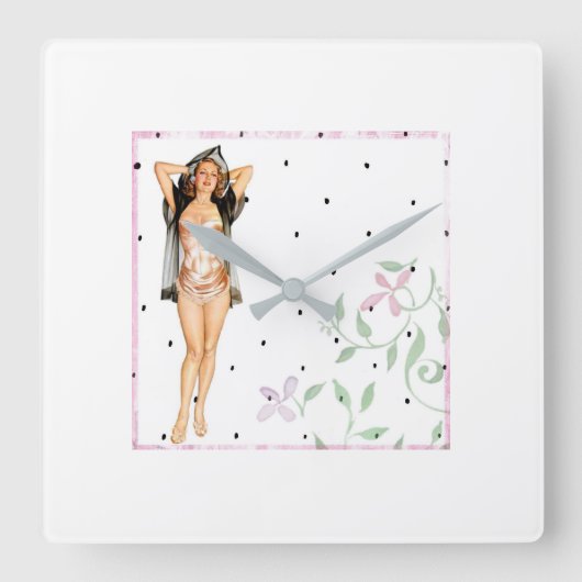 Retro Pin Up Girl Wall klok (Voorkant)