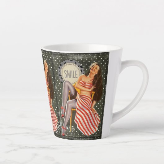Retro Pin-up Illustratie Thunder_Cove Latte Mok (Rechts)