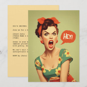 Retro Pin-Up Krachtige Schreeuw Kaart