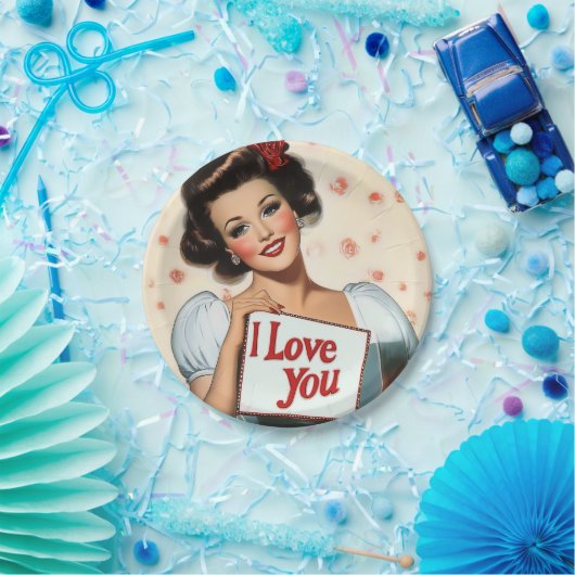 Retro Pin-Up Love Papieren Bordje (Feest)
