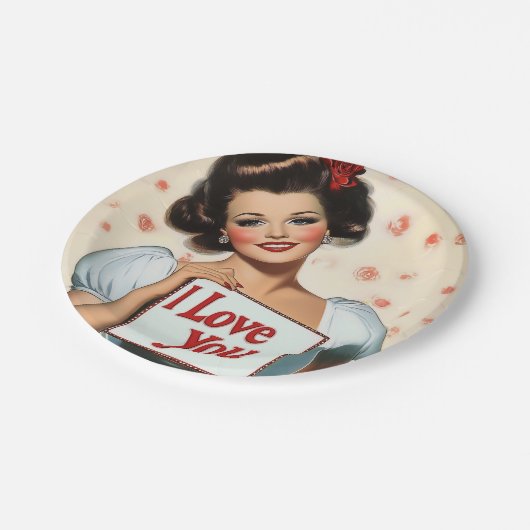 Retro Pin-Up Love Papieren Bordje (Gekanteld)