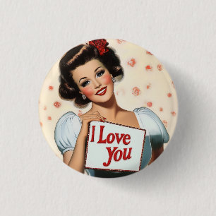 Retro Pin-Up Love Ronde Button 3,2 Cm