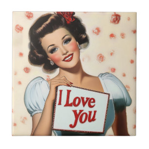 Retro Pin-Up Love Tegeltje