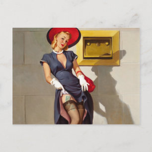 Retro Pin-Up Meisje Briefkaart