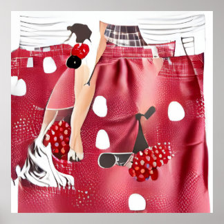 Retro Pin Up-meisje geïnspireerde AI-gegenereerde  Poster