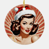 Retro Pin Up Meisje Kerstmis Keramisch Ornament (Achterkant)