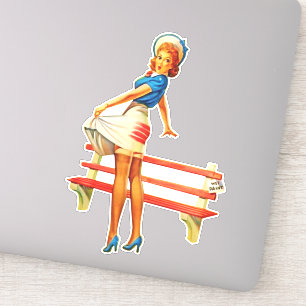  Retro Pin-up Meisje met Pet Sticker