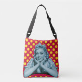 Retro Pin-Up Meisje Pop Kunst Crossbody Tas (Voorkant)