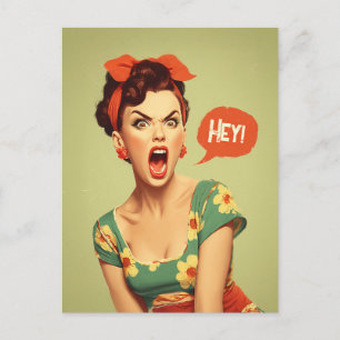 Retro Pin-Up Power Schreeuw Briefkaart