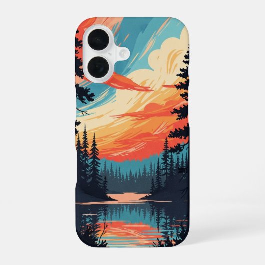 Retro Pine Lake iPhone 16 Hoesje (Achterkant)
