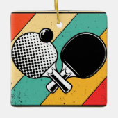Retro Ping Pong Keramisch Ornament (Voorkant)
