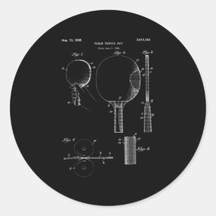 Retro Ping Pong Paddle Table Tennis T-shirt Ronde Sticker