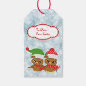 Retro Pinguïn en Uil Baby's Kerstmis Cadeaulabel (Achterkant)