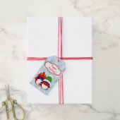 Retro Pinguïn en Uil Baby's Kerstmis Cadeaulabel (Met Touw)