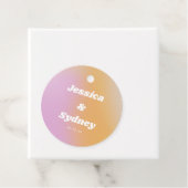 Retro Pink and Orange Gradient Wedding Bedankjes Labels (In situ)
