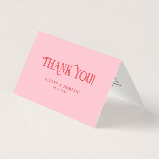 Retro Pink and Red Modern Wedding Photo Thank You  (Front)