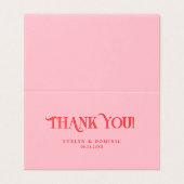Retro Pink and Red Modern Wedding Photo Thank You  (Outside Unfolded)