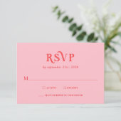 Retro Pink and Red Modern Wedding RSVP Cards (Debout devant)