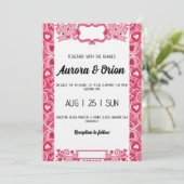 retro pink and red wedding invitation (Debout devant)
