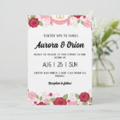 retro pink and red wedding invitation (Debout devant)