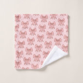 Retro Pink Bows Bathroom Towel Set (Gant de toilette)