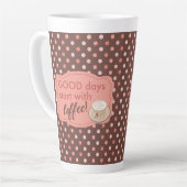 Retro Pink Brown Polka Dot Good Days start met Co Latte Mok (Linkerhoek)