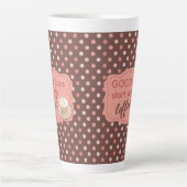 Retro Pink Brown Polka Dot Good Days start met Co Latte Mok (Voorkant)