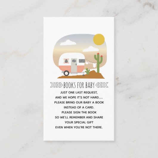 Retro Pink Camper Desert Baby shower Book Request Informatiekaartje (Voorkant)