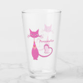 Retro Pink Cat Slinky 50s 60s Art Deco Drink Glas (Achterkant)